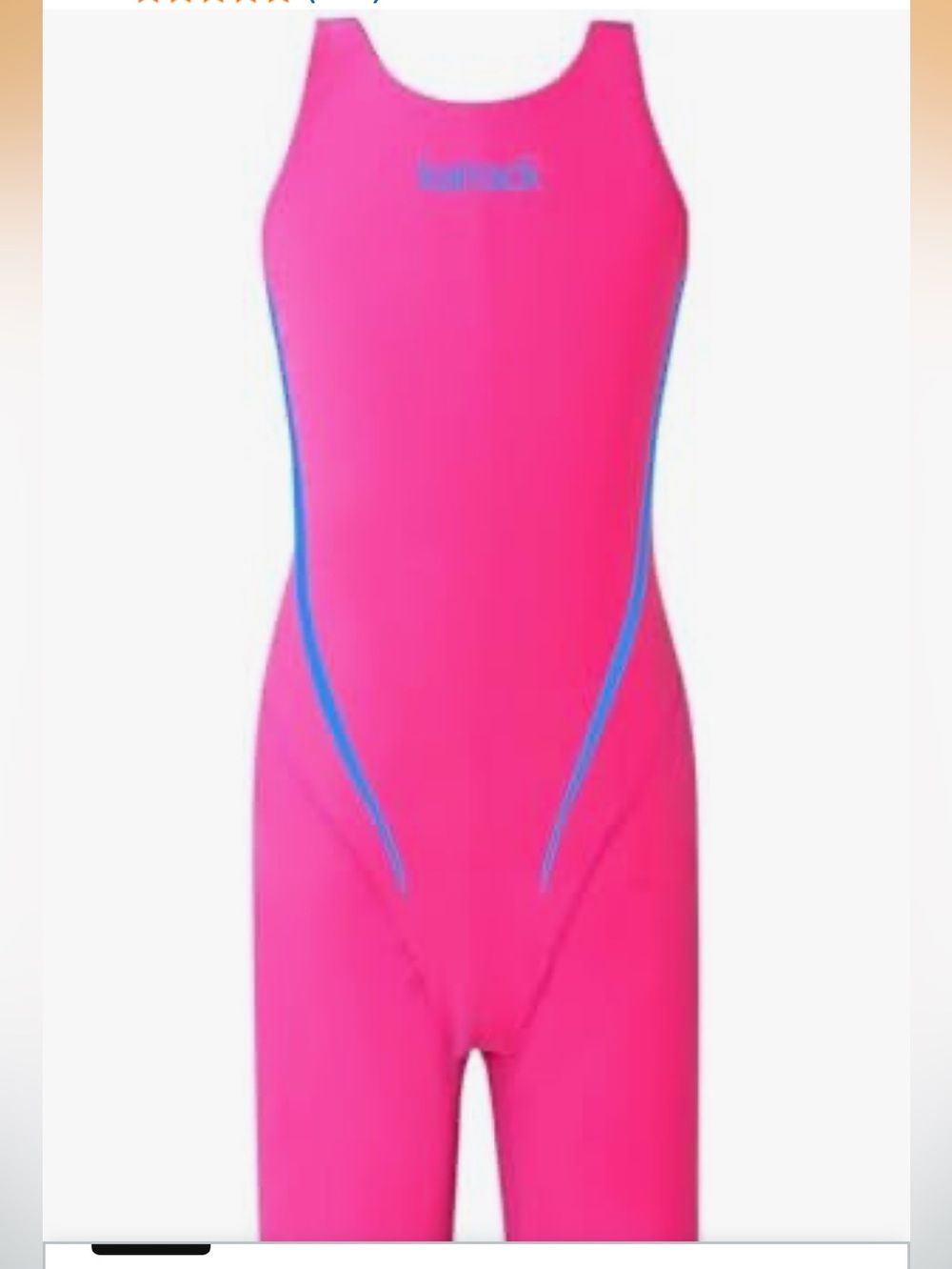 🚘 🆕 Kids' Bright Pink One-Piece Swim Suit with Blue Trim razor back size 12